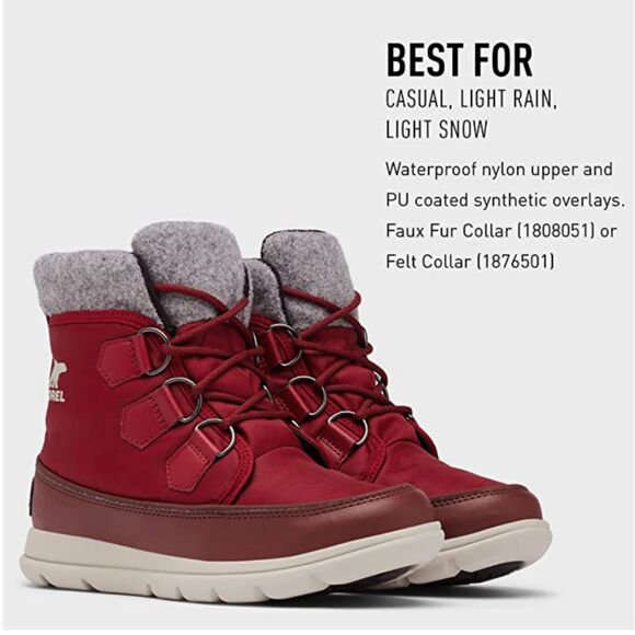 Sorel Women’s Explorer Carnival Boots - Red Dahlia Sz 9 Waterproof Winter Boot - Picture 9 of 9